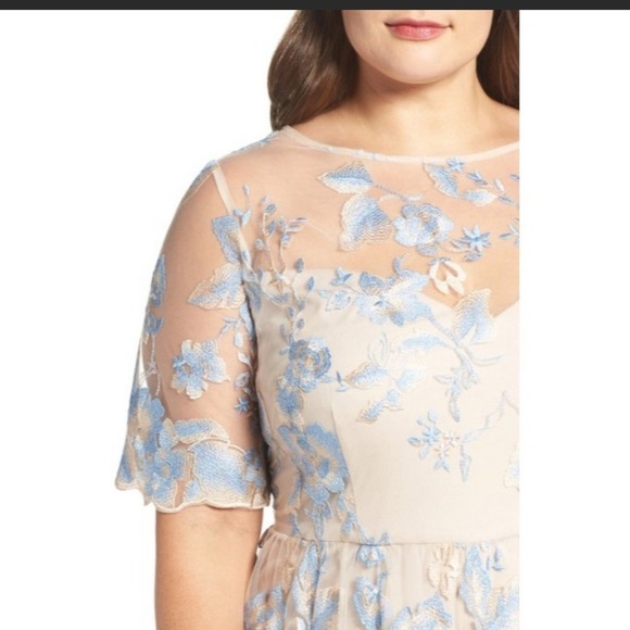 BHLDN Adrianna Papell Guilia thunder cloud elbow sleeves long dress - Picture 10 of 13